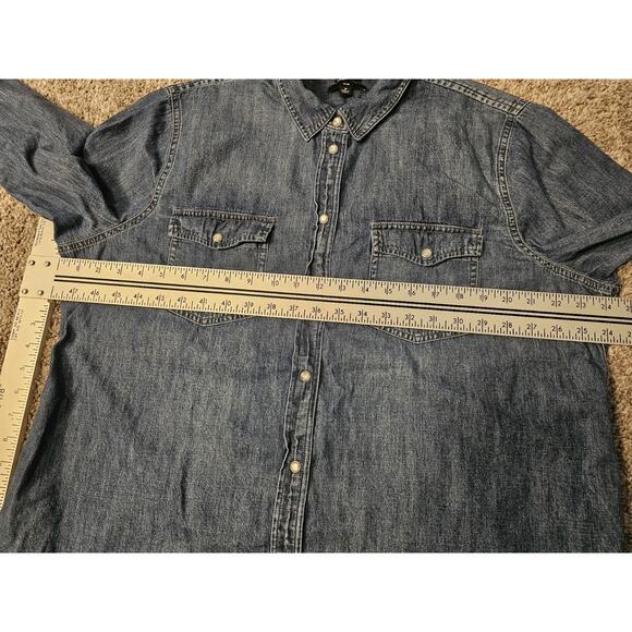 J Crew Shirt Womens 20 Slim Blue Denim Pearl Snap Western Cowboy Cowgirl - Picture 5 of 7